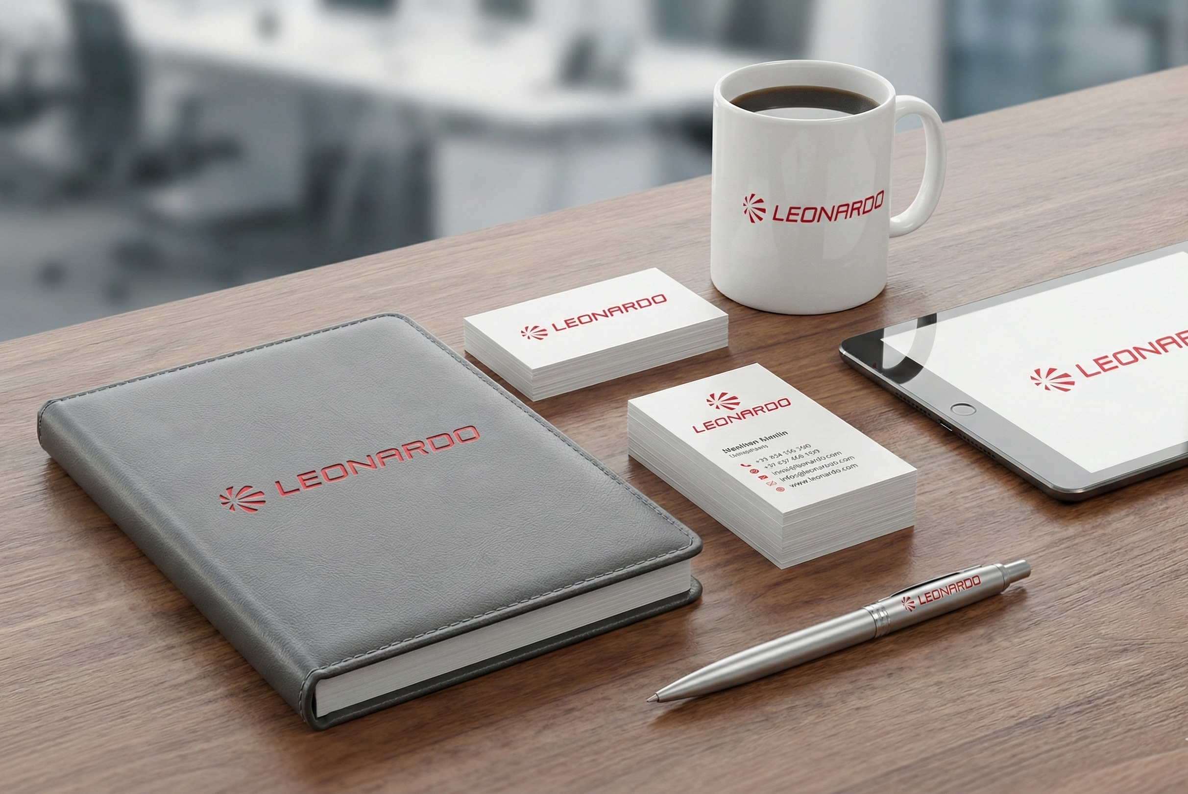 Leonardo logo mockup