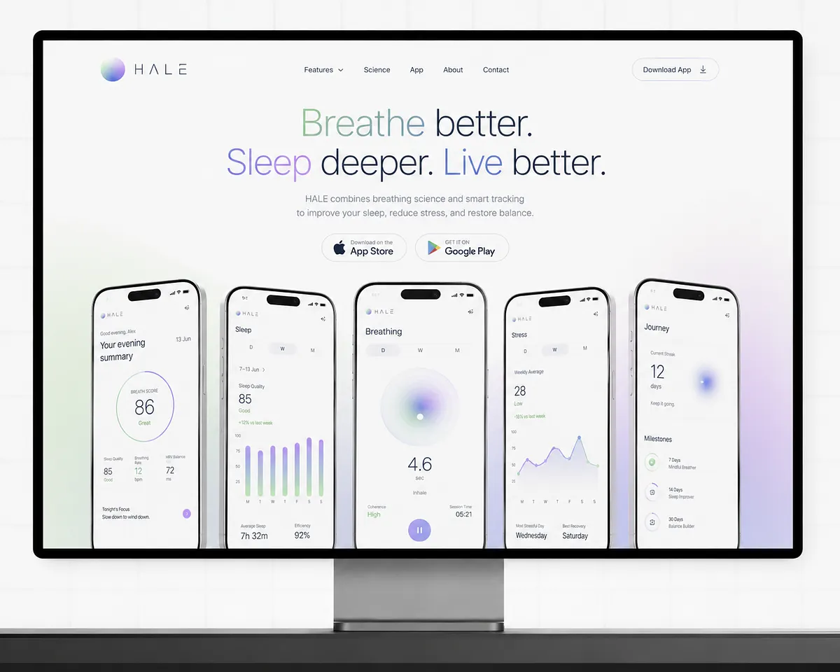 landing page for a wellness app